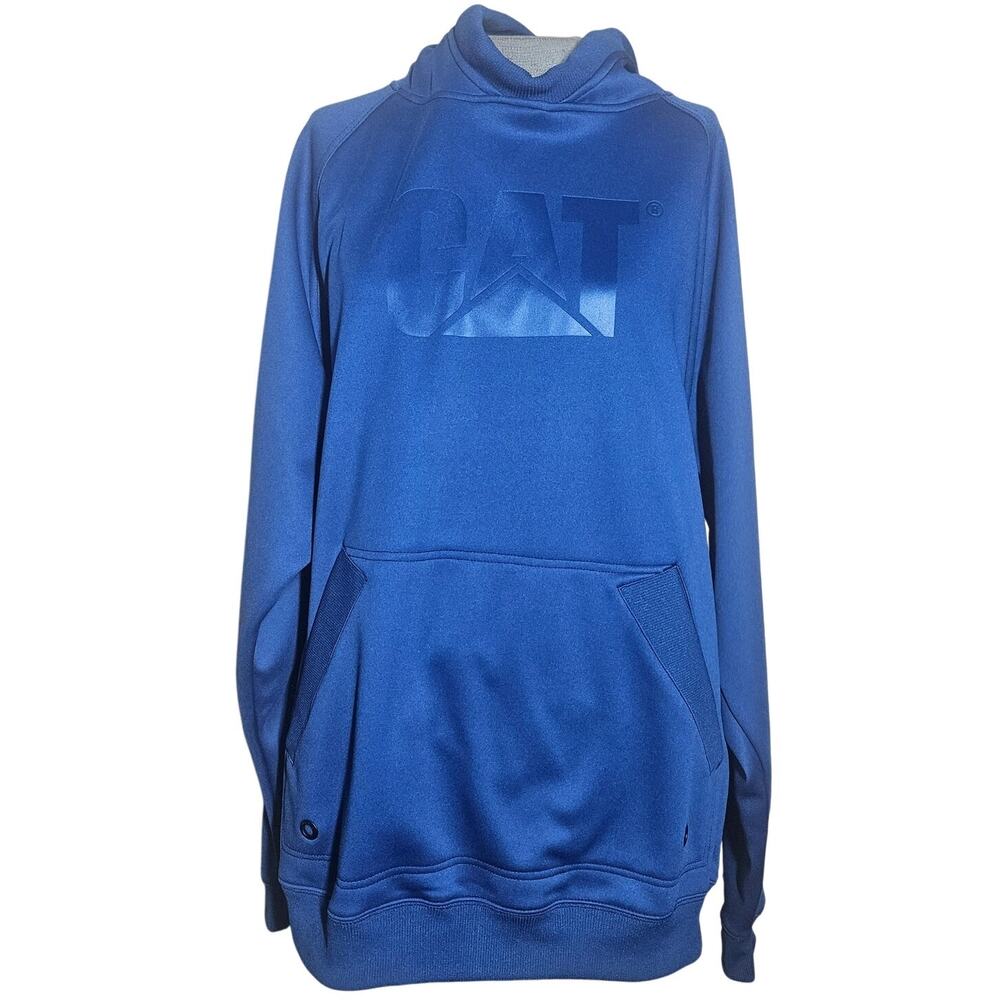 Cat Blue Hooded Pullover Sweatshirt Size Large
